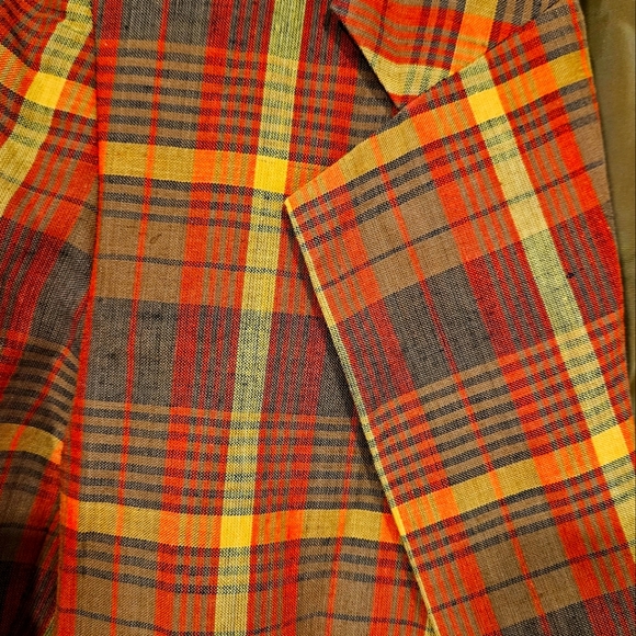 Blazer SK & Company Size 16 Plaid Autumn Harvast Colors MISSING BUTTON - Picture 3 of 5